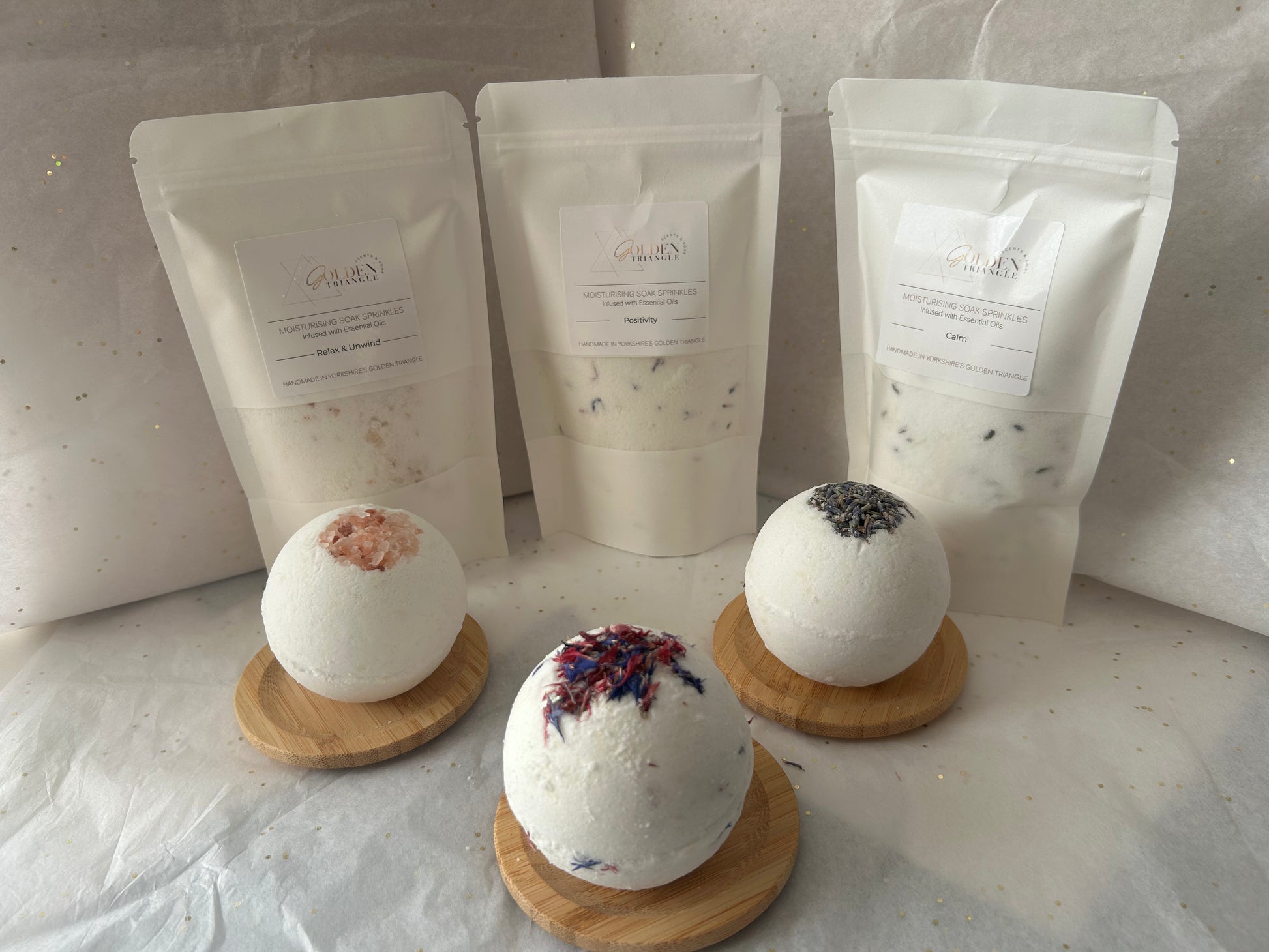Moisturising Bath Bombs and Soak Sprinkles Calm Bath Bomb